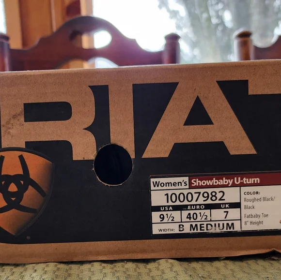 Ariat Showbaby Fatbaby U Turn Cowboy Boots Roughed Black Leather Suede Size 9.5 - Picture 15 of 15